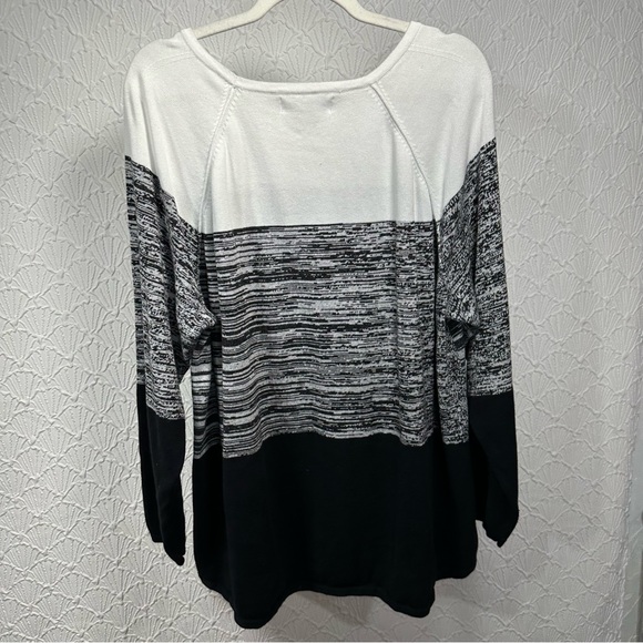 Karen Scott Woman’s Knit Color block Long Sleeve Round Neck Sweater Size 2X - Picture 4 of 5
